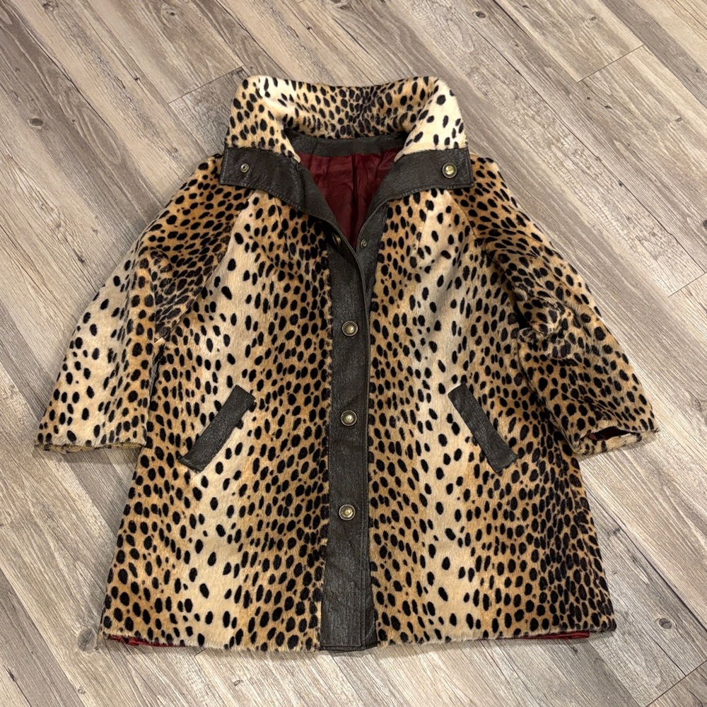 Vintage Dell Mann Animal Print Coat Women’s Size 12 | Leopard Cheetah Retro Glam